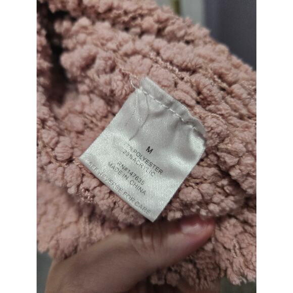 Romeo and Juliet Couture Popcorn Sweater Cowl Neck Rose Pink Size M Cape Shrug - Picture 5 of 8